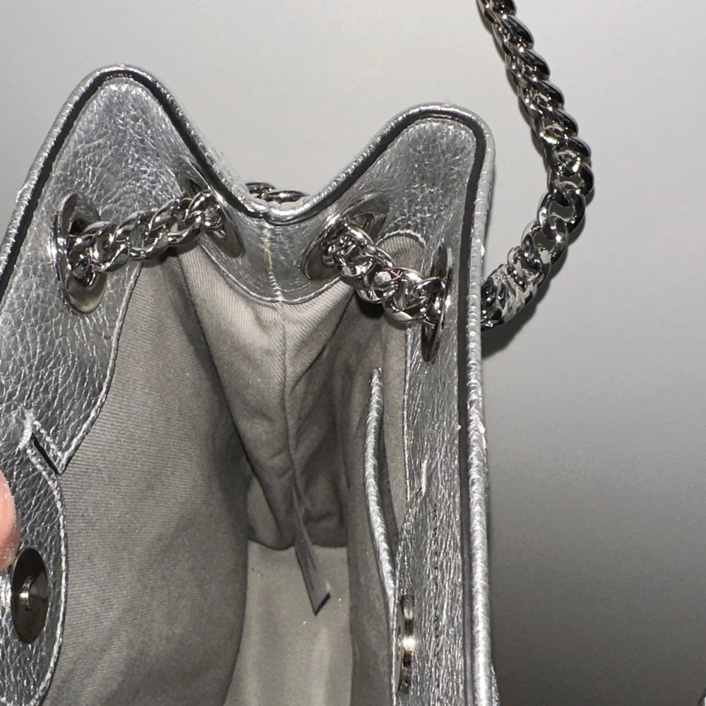Rebecca Minkoff Edie Crossbody Bucket Bag in Silver Metallic